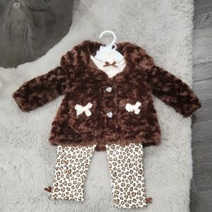 Cozy Brown Faux Fur Kids 3 Piece Set Size 3-6